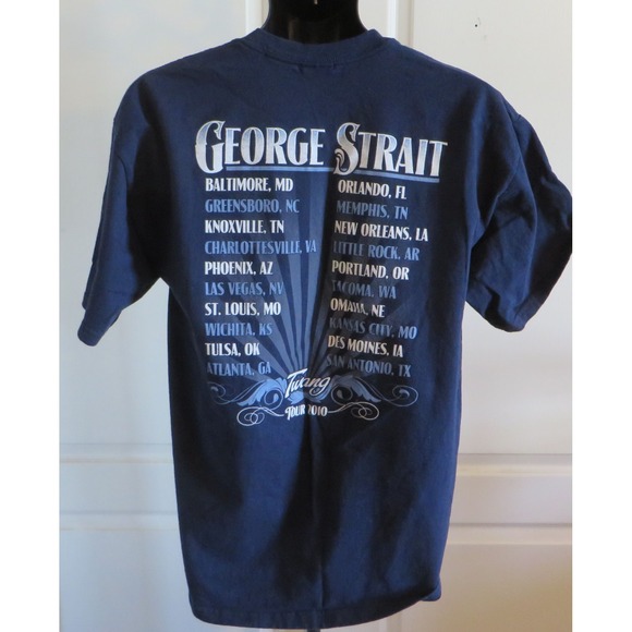 George Strait Twang 2010 Tour Tshirt Blue Concert Dates Country Music Size Large - Picture 3 of 3
